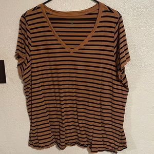Dip short sleeve striped mustard shirt
